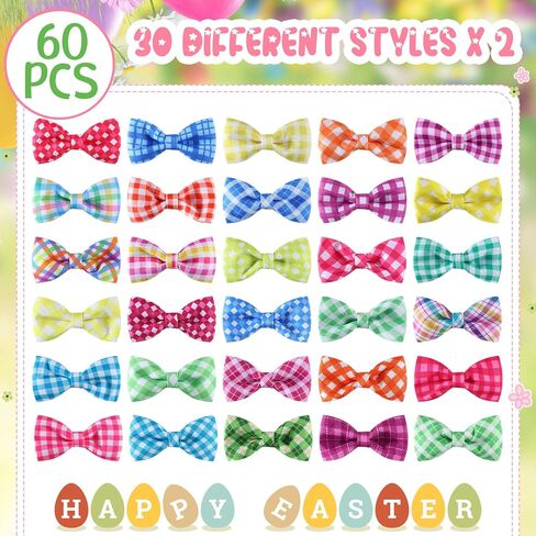 Silkfly 60 Pcs Wedding Plaid Dog Collar Bow Ties Bulk Bachelorette Valentine's Dog Bowtie Holiday Dog Accessories Grooming Supplies Puppy Bows Detachable Collar Charms for Small Medium Large Dogs Cat in Saudi Arabia