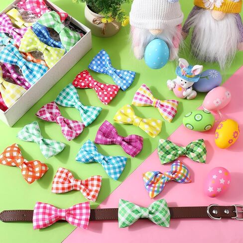 Silkfly 60 Pcs Wedding Plaid Dog Collar Bow Ties Bulk Bachelorette Valentine's Dog Bowtie Holiday Dog Accessories Grooming Supplies Puppy Bows Detachable Collar Charms for Small Medium Large Dogs Cat in Saudi Arabia