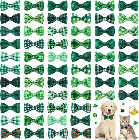 Silkfly 60 Pcs Wedding Plaid Dog Collar Bow Ties Bulk Bachelorette Valentine's Dog Bowtie Holiday Dog Accessories Grooming Supplies Puppy Bows Detachable Collar Charms for Small Medium Large Dogs Cat in Saudi Arabia