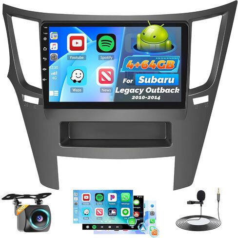 Roinvou 2+32G Android Car Stereo for Subaru Legacy Outback 2010-2014, 9" Touchscreen in-Dash GPS Navigation with Wireless CarPlay Android Auto Mirror Link WiFi Bluetooth FM RDS Radio Backup Camera in Saudi Arabia