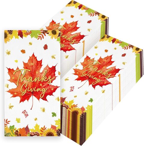 50PCS Thanksgiving Napkins, Autumn Disposable Paper Decorative Guest Napkins, Fall Harvest Pumpkin Hand Towel for Party Lunch Dinner Kitchen Bathroom Decor in Saudi Arabia