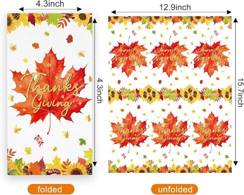 50PCS Thanksgiving Napkins, Autumn Disposable Paper Decorative Guest Napkins, Fall Harvest Pumpkin Hand Towel for Party Lunch Dinner Kitchen Bathroom Decor in Saudi Arabia
