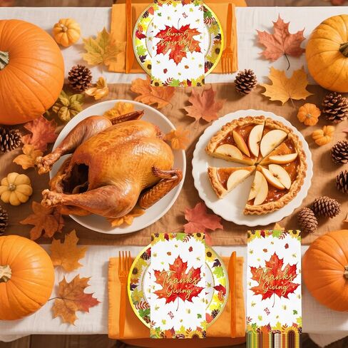 50PCS Thanksgiving Napkins, Autumn Disposable Paper Decorative Guest Napkins, Fall Harvest Pumpkin Hand Towel for Party Lunch Dinner Kitchen Bathroom Decor in Saudi Arabia