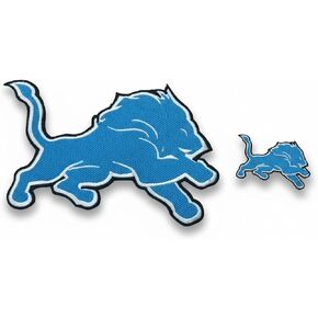 Blue Lion Embroidered Patch Set – 2 Piece Iron-On/Sew-On (8 X6 & 3X2.5) – Great for Blue Lion Fan Gear, Game Day Outfits & American Football Supporters in Saudi Arabia