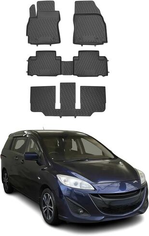 سجادات أرضية OMAC لسيارة Mazda 5 2012-2015، سجادة مطاطية مناسبة لجميع الأحوال الجوية ثلاثية الأبعاد مقاومة للماء وعديمة الرائحة، بطانات أرضية TPE مقاسة بالليزر وغير قابلة للانزلاق (أسود) in Kuwait
