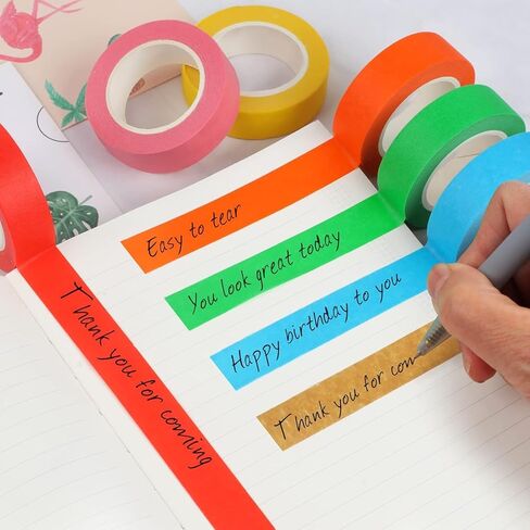 12PCS Colored Masking Tape, Kids Art Supplies, DIY Craft Tape, Colored Tape Rolls, Colored Painters Tape, 1.7cm x 12m (2/3In x 13Yards) in Saudi Arabia