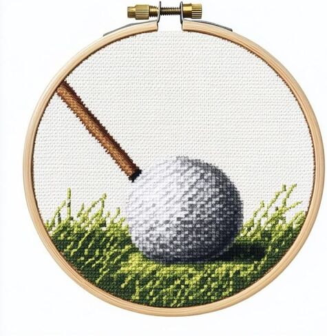 Cross Stitch Kits Counted Kit Cross-Stitching Pattern for Home Decor, 11CT Pre-Printed Fabric Embroidery Crafts Needlepoint Kit， Canvas 13.7 x13.7 inches (35x35cm)- Golf (G) 2 in Saudi Arabia
