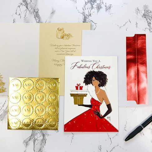 التعبيرات الأمريكية الأفريقية - مجموعة بطاقات عيد الميلاد المنقوشة في صناديق - تصميمات دينية تقليدية - مجموعة من 15 بطاقة (5 × 7) مع مغلفات مبطنة بالرقائق المعدنية وأختام ملصقات ذهبية - مشهد ميلاد 2024 in Kuwait