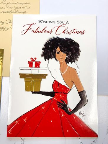 التعبيرات الأمريكية الأفريقية - مجموعة بطاقات عيد الميلاد المنقوشة في صناديق - تصميمات دينية تقليدية - مجموعة من 15 بطاقة (5 × 7) مع مغلفات مبطنة بالرقائق المعدنية وأختام ملصقات ذهبية - مشهد ميلاد 2024 in Kuwait