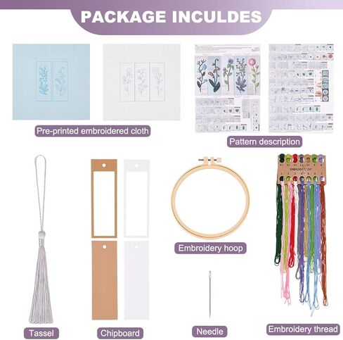 INFUNLY 5 Set Embroidery Bookmark Set Plant Book Marker Cross Stitch Kits DIY Hand Embroidery Bookmark Counted Cross Stitch Kit for Reading Teacher Gift Instruction Included in Saudi Arabia