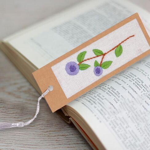 INFUNLY 5 Set Embroidery Bookmark Set Plant Book Marker Cross Stitch Kits DIY Hand Embroidery Bookmark Counted Cross Stitch Kit for Reading Teacher Gift Instruction Included in Saudi Arabia