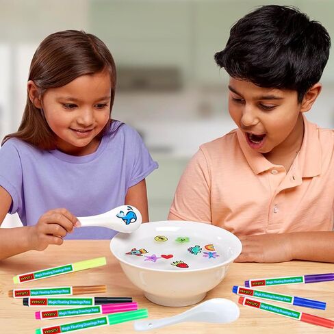 12 Colors Magic Drawing Pens for Kids Water - Kiddies Create Magical Floating Drawings Bundle with Spoons & Towel, Magic Water Art Painting Marker Set for Tattoo, Gift Kit for Boys & Girls Aged 4-15 in Saudi Arabia