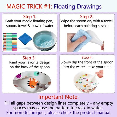 12 Colors Magic Drawing Pens for Kids Water - Kiddies Create Magical Floating Drawings Bundle with Spoons & Towel, Magic Water Art Painting Marker Set for Tattoo, Gift Kit for Boys & Girls Aged 4-15 in Saudi Arabia