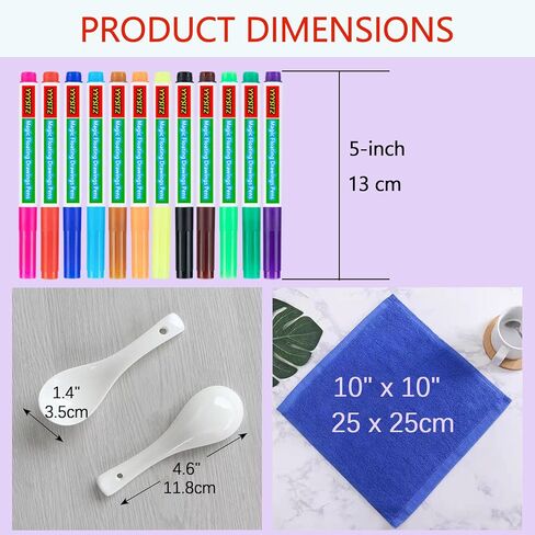12 Colors Magic Drawing Pens for Kids Water - Kiddies Create Magical Floating Drawings Bundle with Spoons & Towel, Magic Water Art Painting Marker Set for Tattoo, Gift Kit for Boys & Girls Aged 4-15 in Saudi Arabia