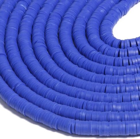 3600pcs Blue Clay Beads for Bracelets Making, 10 Strands Flat Round Polymer Navy Clay Beads 6mm Spacer Heishi Beads for Jewelry Making Earring Necklace in Kuwait