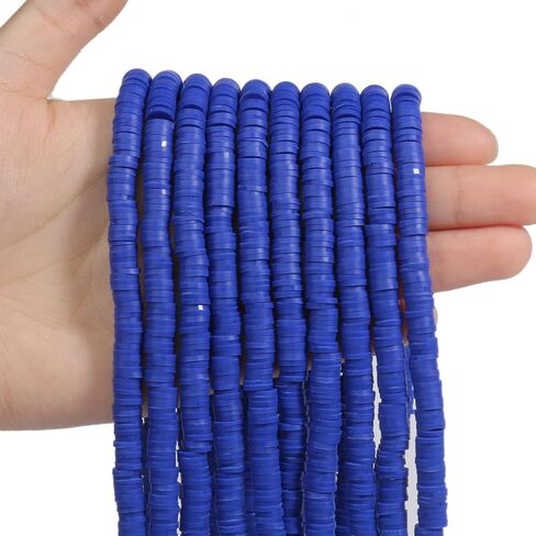 3600pcs Blue Clay Beads for Bracelets Making, 10 Strands Flat Round Polymer Navy Clay Beads 6mm Spacer Heishi Beads for Jewelry Making Earring Necklace in Kuwait