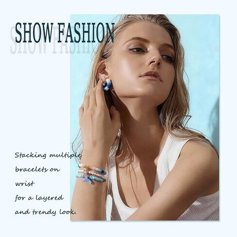 3600pcs Blue Clay Beads for Bracelets Making, 10 Strands Flat Round Polymer Navy Clay Beads 6mm Spacer Heishi Beads for Jewelry Making Earring Necklace in Kuwait