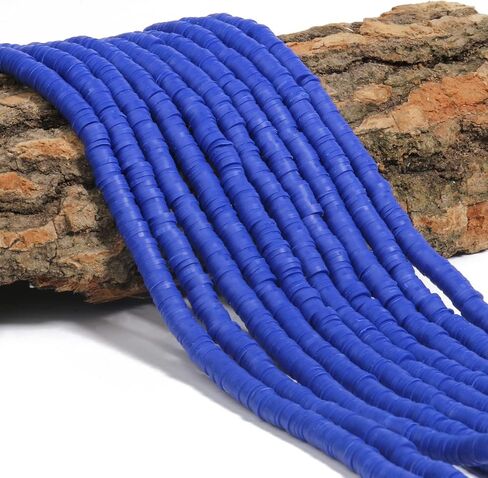 3600pcs Blue Clay Beads for Bracelets Making, 10 Strands Flat Round Polymer Navy Clay Beads 6mm Spacer Heishi Beads for Jewelry Making Earring Necklace in Kuwait