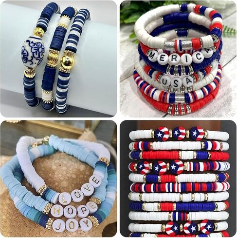 3600pcs Blue Clay Beads for Bracelets Making, 10 Strands Flat Round Polymer Navy Clay Beads 6mm Spacer Heishi Beads for Jewelry Making Earring Necklace in Kuwait