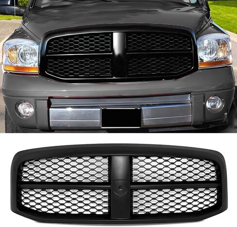 MIC Front Grille Grill Assembly Compatible with 2006 2007 2008 Dodge Ram 1500/2500 / 3500 (Gloss Black) in Saudi Arabia