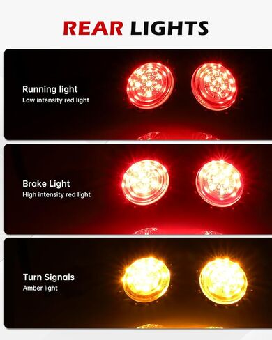 مجموعة إشارة الانعطاف LED للدراجات النارية - مصابيح أمامية بيضاء/كهرمانية وخلفية حمراء/فرامل/كهرمانية، مبيت من سبائك الزنك، M10 مناسب عالميًا للدراجات المخصصة لـ Cruiser Bobber Chopper (أسود-أمامي + خلفي) in Saudi Arabia