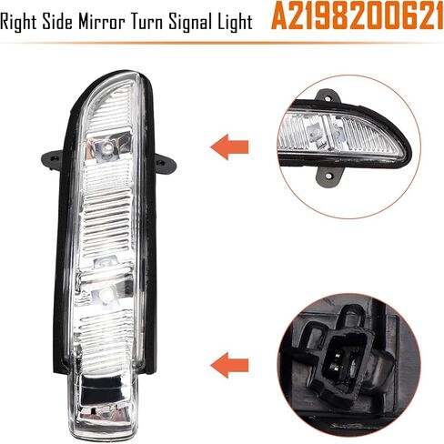 A2198200621 Right Side Mirror Turn Signal Light Fit For Mercedes-Benz CL (W216 chassis) A024016/S-Class W22 A293047/E-Class W211 A874312, X195965 2006-2009 in Saudi Arabia