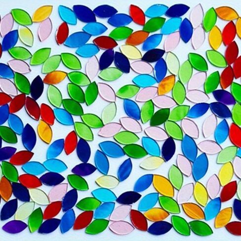 About 360pcs Mixed Color Transparent Leaf Shaped Fusible Glass Mosaic Pieces for DIY Art and Turkish Mosaic Lamp Crafting Materials - Glass Material in Saudi Arabia
