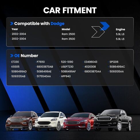 مجموعة وحدة مضخة الوقود E7230 متوافقة مع دودج رام 2500 3500 2002-2004، L6 5.9L ديزل، يستبدل P76110 520-1090 E3496043 SP1206 K9305 68003870AB USEP7230 in Saudi Arabia