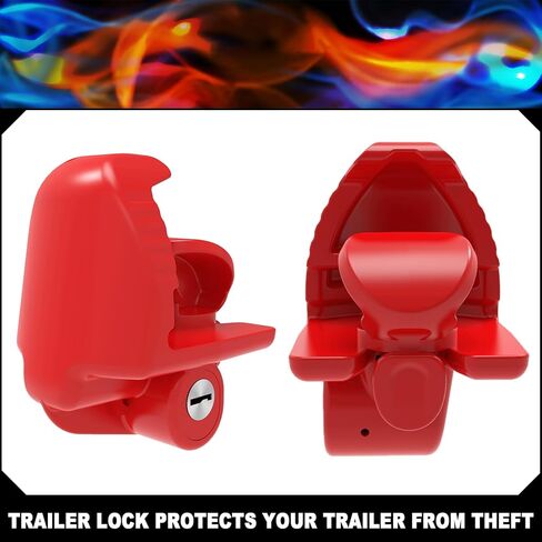 أقفال وصلة مقطورة حمراء من ROMON مع مفاتيح، مقاس عالمي يناسب 1-7/8 بوصة، 2 بوصة، و2-5/16 بوصة، قفل لسان مقطورة فولاذي شديد التحمل قابل للتعديل للقوارب والمقطورات وRV، وصلات مضادة للسرقة، عبوة واحدة in Kuwait