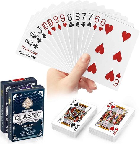 Waterproof Plastic Playing Cards 2 Pack, Red and Black Poker Cards, Washable & Durable Poker Cards for Tarot, UNO, Blackjack, Canasta Card Games, Perfect for Pool Games, Beach, Camping Games in Saudi Arabia