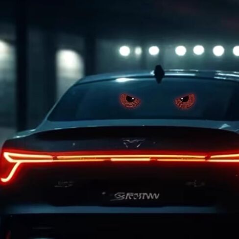 أضواء LED عيون الشيطان للنافذة الخلفية للزجاج الأمامي للسيارة، مصابيح إشارة عيون مضحكة، ضوء عين كبير ديناميكي مخصص للسيارات مناسب عالمي للنوافذ الأمامية والخلفية (أحمر) in Kuwait
