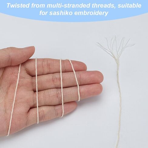 FREEBLOSS 100M x 3 Pcs Sashiko Thread 10/12/14 Stranded White Cotton Embroidery Thread Japanese Quilting & Embroidery Flosses Sashiko Kit Supplies for Sewing in Saudi Arabia