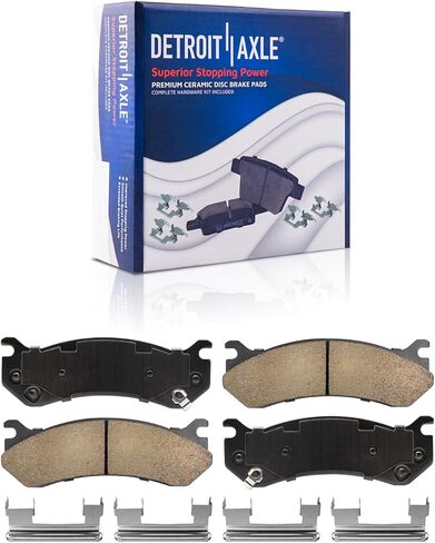 محور ديترويت - قطعتان من وسادات الفرامل الأمامية لسيارة GMC Sierra Chevy Silverado Express Savana Yukon XL Suburban 1500 Tahoe Astro Cadillac Escalade ESV EXT، 2 وسادات فرامل سيراميك مع استبدال الأجهزة in Kuwait