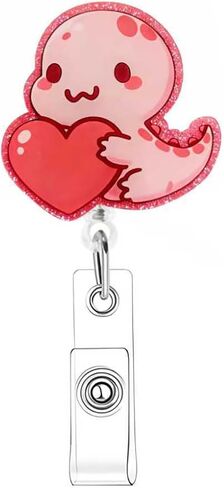 Valentines Badge Reel Retractable Heart Shape Nurse Badge Reels Valentines Heart Badge Holder Retractable Clip for Nursing Holiday Name Tag Acrylic Alligator Clip for Doctor Teacher Office in Saudi Arabia
