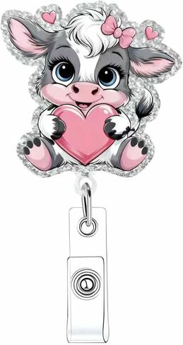 Valentines Badge Reel Retractable Heart Shape Nurse Badge Reels Valentines Heart Badge Holder Retractable Clip for Nursing Holiday Name Tag Acrylic Alligator Clip for Doctor Teacher Office in Saudi Arabia