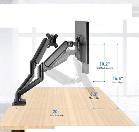 Dual-screen monitor stand with mechanical cantilever, one-to-two configuration in Saudi Arabia