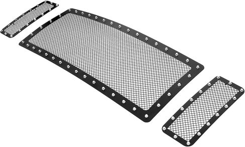 APS Compatible with Ford F-250 F350 F450 F550 2008-2010 XLT lariat King Ranch Main Upper Stainless Steel Black Mesh Rivet Studs Front Grill Grille Insert FL5171H in Saudi Arabia