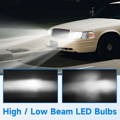 مجموعة المصابيح الأمامية LED الأكثر سطوعًا بنسبة 500% من ELH متوافقة مع المصابيح الأمامية 1998-2011 98-11 Ford Crown Victoria مع المصابيح الأمامية الزاوية (تتضمن مصابيح LED) in Kuwait