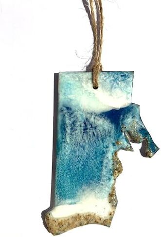 Seashore State Christmas Ornament, Ocean and Beach Inspired Decor for Home and Office Resin Ornament with Real Sand (California) in Saudi Arabia