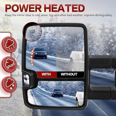 2PCS Chrome Towing Mirrors Power Heated Compatible for 1999-2002 Chevy Silverado GMC Sierra 1500 2500 3500 Compatible for Chevy Suburban Tahoe GMC Yukon XL Side Mirrors w/Turn Signal Light in Saudi Arabia