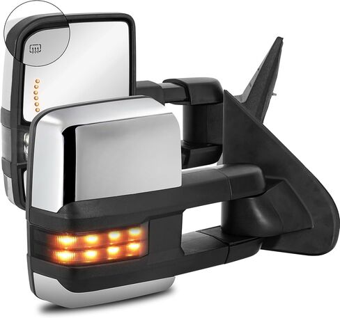 2PCS Chrome Towing Mirrors Power Heated Compatible for 1999-2002 Chevy Silverado GMC Sierra 1500 2500 3500 Compatible for Chevy Suburban Tahoe GMC Yukon XL Side Mirrors w/Turn Signal Light in Saudi Arabia