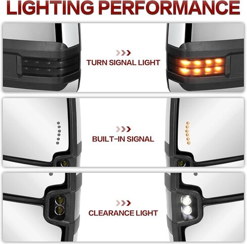 2PCS Chrome Towing Mirrors Power Heated Compatible for 1999-2002 Chevy Silverado GMC Sierra 1500 2500 3500 Compatible for Chevy Suburban Tahoe GMC Yukon XL Side Mirrors w/Turn Signal Light in Saudi Arabia