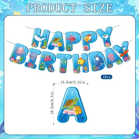 Under the Sea Party Decorations Sea Animal Birthday Party Supplies, Ocean Animal Birthday Banner Hanging Swirls Marine Creature Shark Starfish Dolphin Octopus Fish Banner Ocean Theme Party Decorations in Saudi Arabia