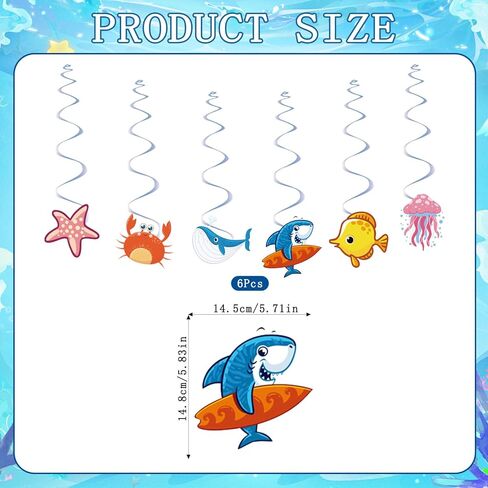 Under the Sea Party Decorations Sea Animal Birthday Party Supplies, Ocean Animal Birthday Banner Hanging Swirls Marine Creature Shark Starfish Dolphin Octopus Fish Banner Ocean Theme Party Decorations in Saudi Arabia