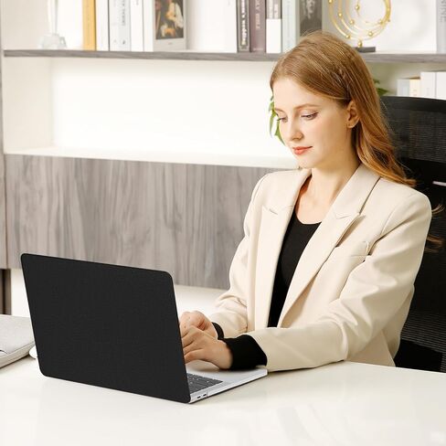 MOSISO Compatible with MacBook Pro 13 inch Case M2 2025-2016 A2338 M1 A2251 A2289 A2159 A1989 A1708 A1706, Anti-Fingerprint Knit Texture PU Leather Coated Hard Shell&Keyboard Cover&Screen Film, Black in Saudi Arabia