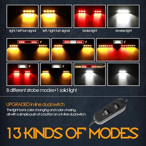 Nirider Chase Light Bar, 20 Inch Rear Light Bar Offroad Slim Strobe LED Light Bar w/Turn Signal Brake Reverse Light for UTV RZR Polaris 4x4 Truck Dune Buggy ATV Off Road - Red Amber White in Saudi Arabia