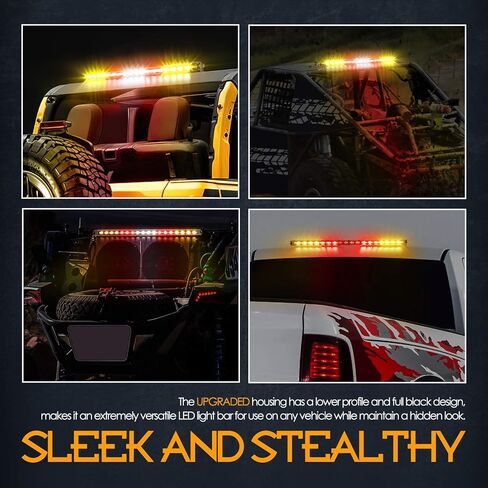 Nirider Chase Light Bar, 20 Inch Rear Light Bar Offroad Slim Strobe LED Light Bar w/Turn Signal Brake Reverse Light for UTV RZR Polaris 4x4 Truck Dune Buggy ATV Off Road - Red Amber White in Saudi Arabia
