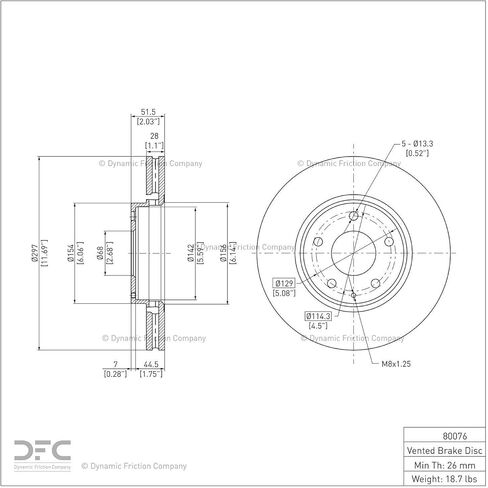 Dynamic Friction Company Front Dynamic Friction Company Disc Brake Rotor 600-80076 (1) For 2016-2022 Mazda CX-5, 2020-2021 Mazda 6 in Saudi Arabia