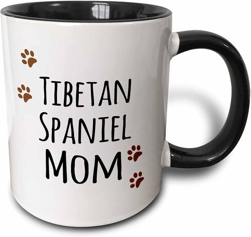 كوب 3dRose Tibetan Spaniel Dog Mom، 11 أونصة، أسود in Saudi Arabia