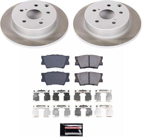 طقم فرامل خلفية Power Stop SC4671 مع دوارات فرامل شبه مطلية ووسادات فرامل سيراميك وأجهزة لـ 2010 2011 2012 لكزس HS250h | 2006-2009 2010 2011 2012 2013 2014 2015 2016 2017 2018 تويوتا Rav4 in Kuwait